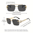 Rimless Square Sunglasses with a Gold-Tone Tiger Head Detail