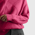 Geometric Pattern Turtleneck Jumper in Soft Knit