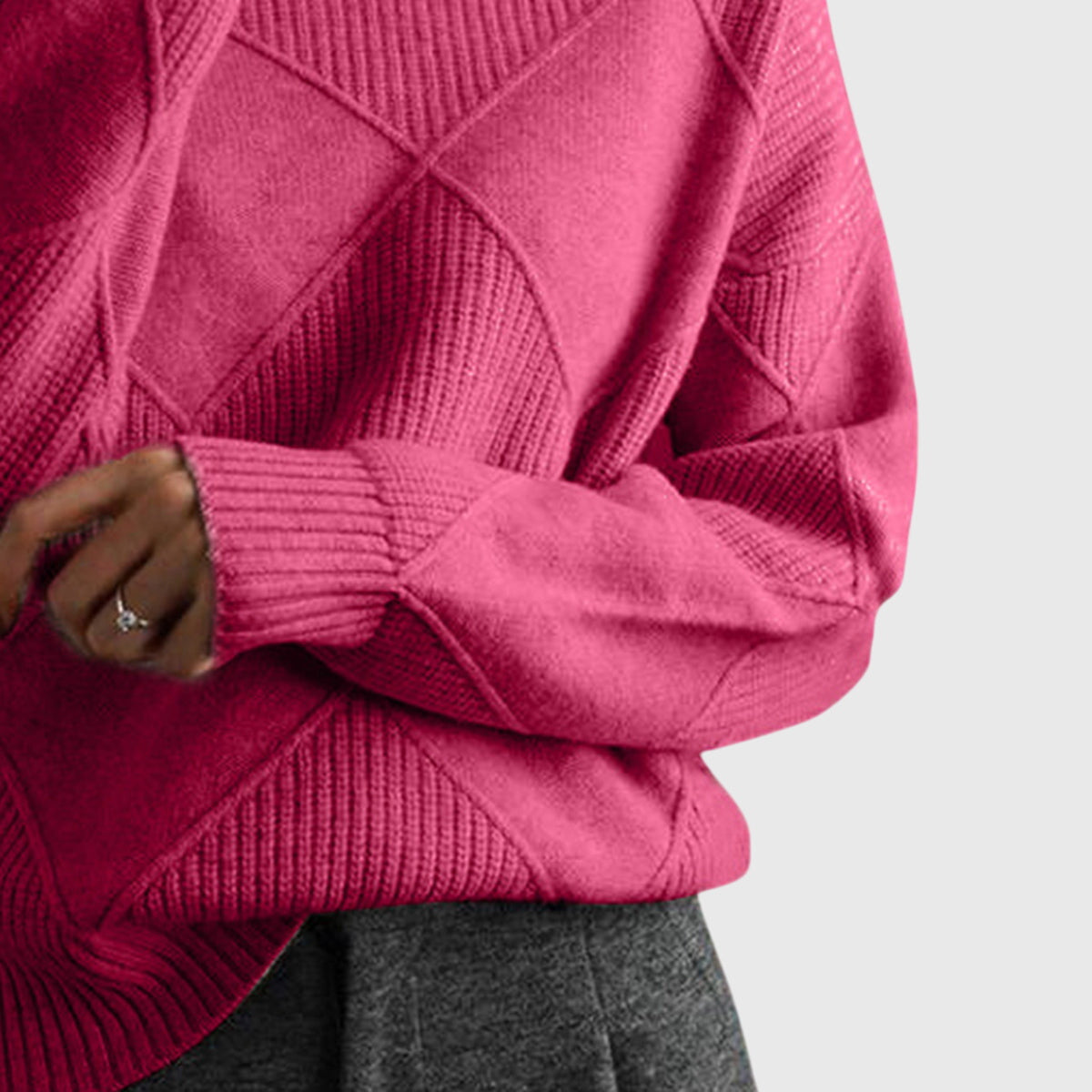 Geometric Pattern Turtleneck Jumper in Soft Knit