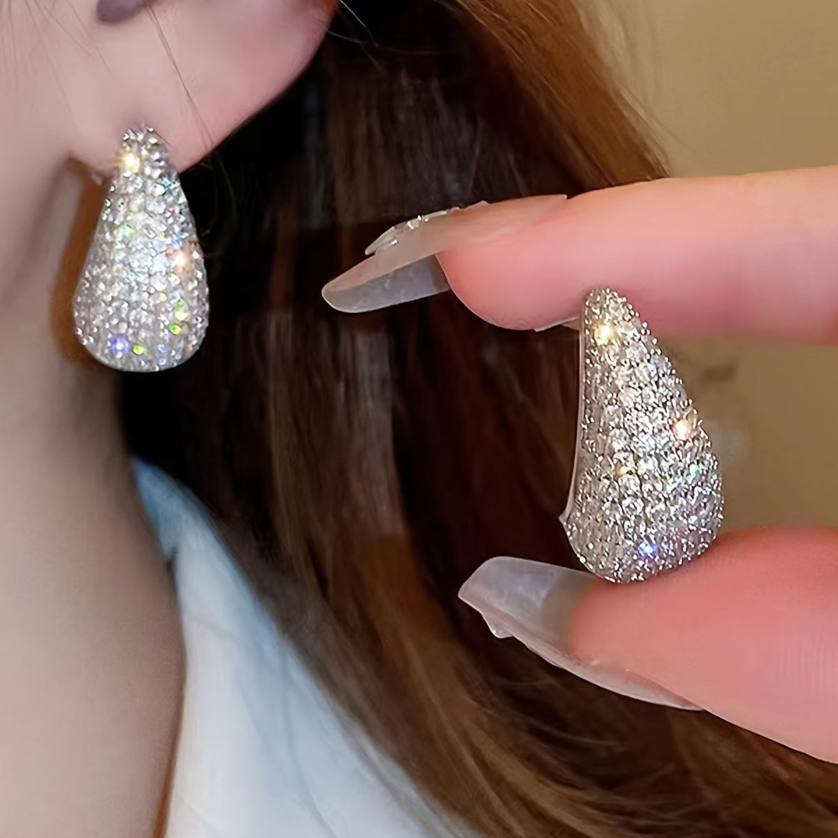 Vintage Water Drop Zirconia Stud Earrings with Colour Choice