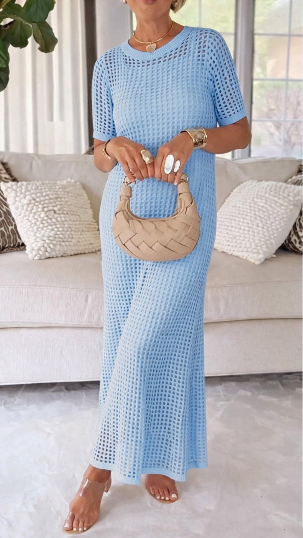 Layered Maxi Dress with Cut-Out Overlay and Slip