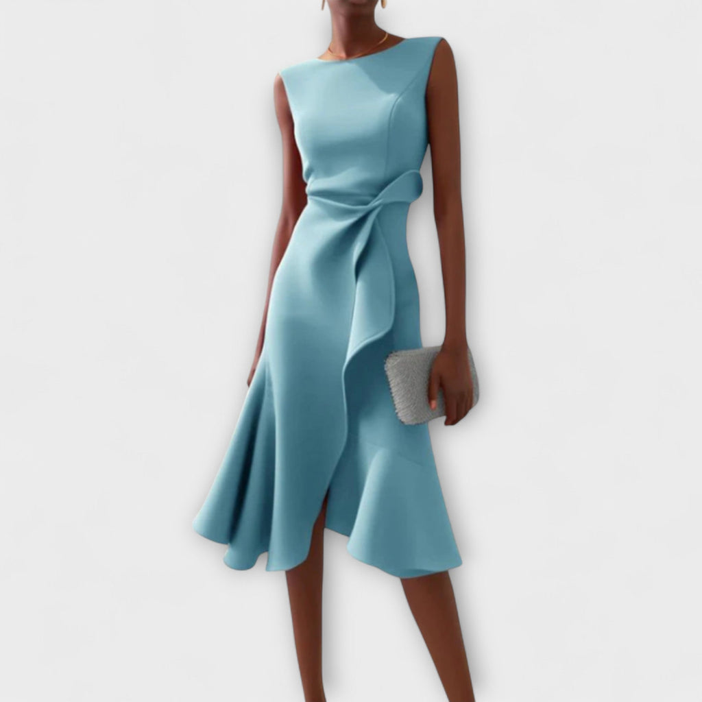 Vestido midi entallado y femenino de silueta favorecedora