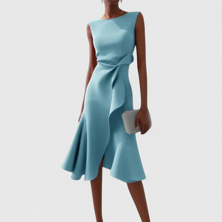 Asymmetric Dress with Modern Draped Cut