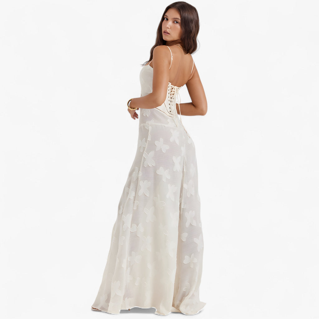 Flowing Flared Dress with Draped Elegant Silhouette