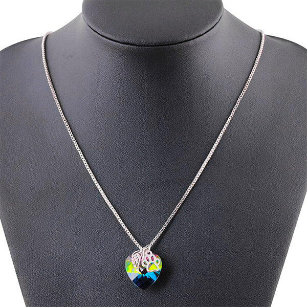 Rainbow Memorial Heart Pendant Necklace with Gentle Meaning