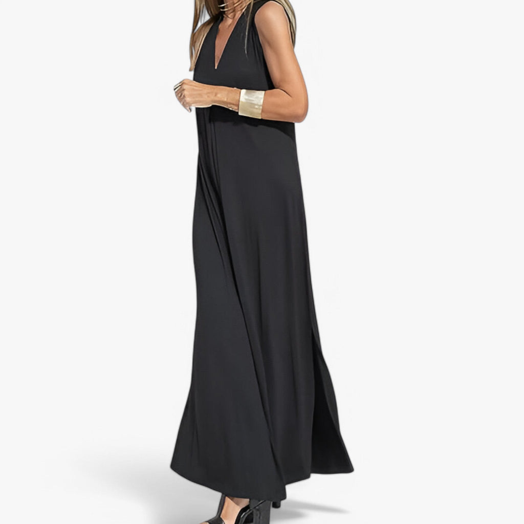 Long Dress and Cardigan Two-Piece Outfit