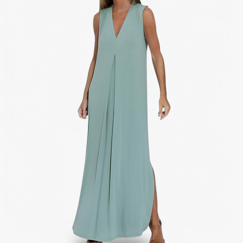 Long Dress and Cardigan Two-Piece Outfit