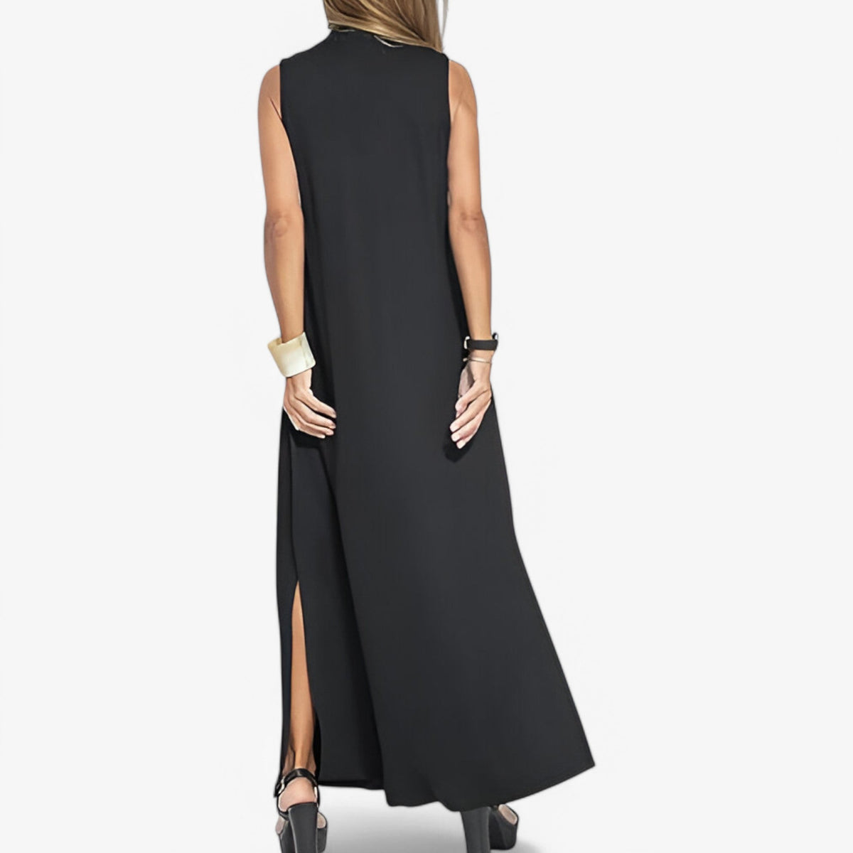 Long Dress and Cardigan Two-Piece Outfit