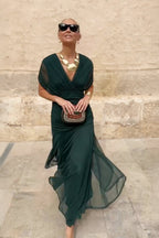 Floor Length Maxi Dress with Graceful Drape