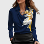 Pleated Neckline Blouse with Soft Sheen