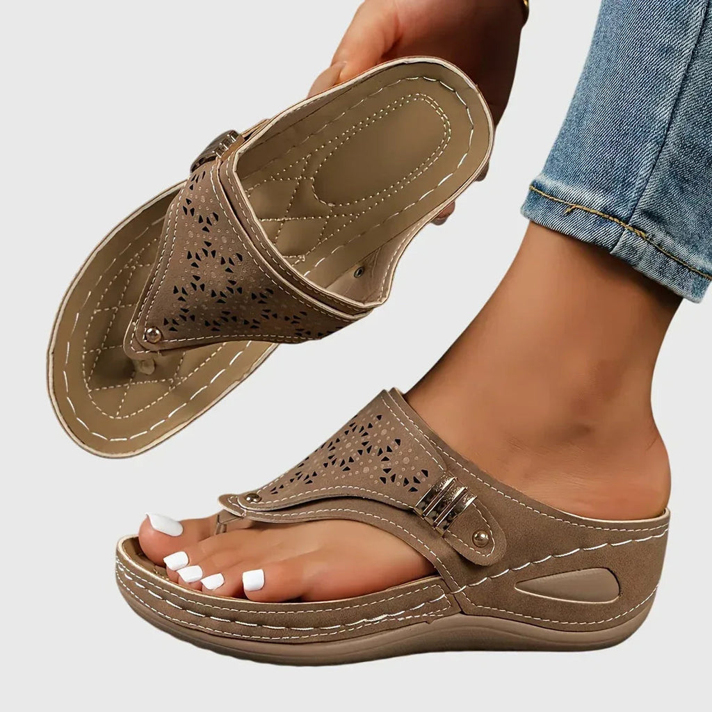 Slip-On Sandals with Striped Detail