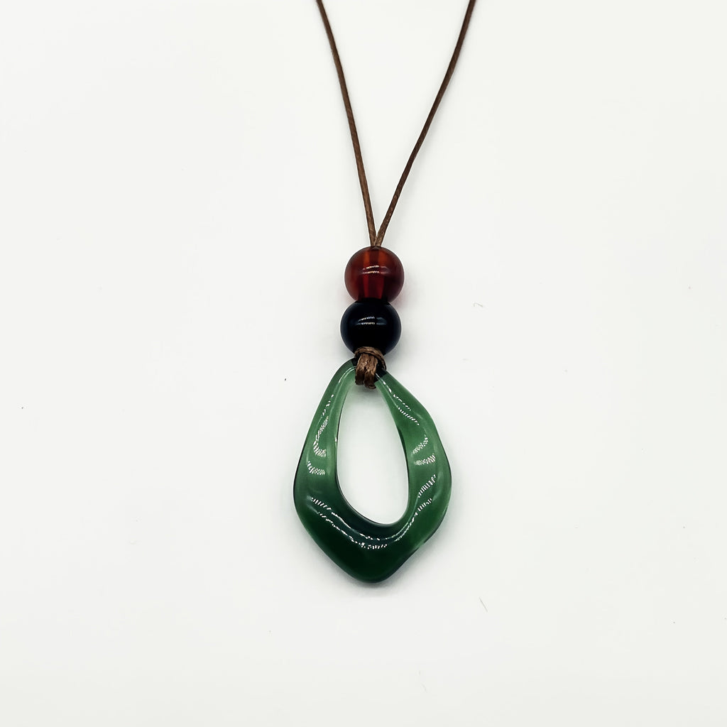 Vintage Irregular Teardrop Resin Pendant Necklace with Colour Choice