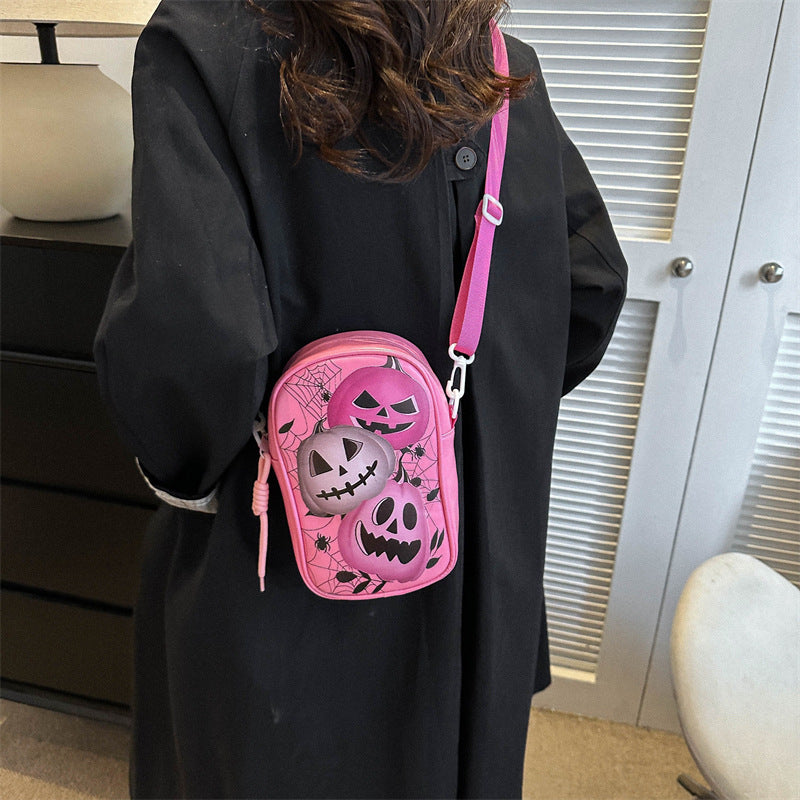 Pumpkin Print PU Shoulder Bag for Halloween Costumes