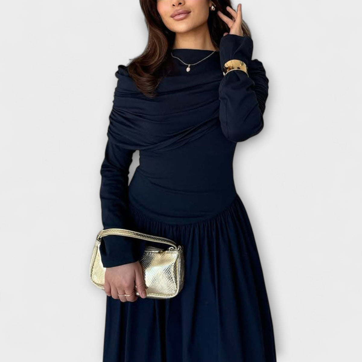 Relaxed Pleated Dress with Soft Movement