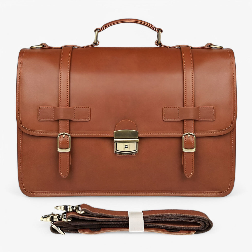 Faux Leather Portfolio Bag with Multiple Compartments for Work