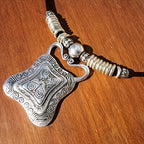 Antique-Style Geometric Tribal Pendant Necklace in Silver Colour