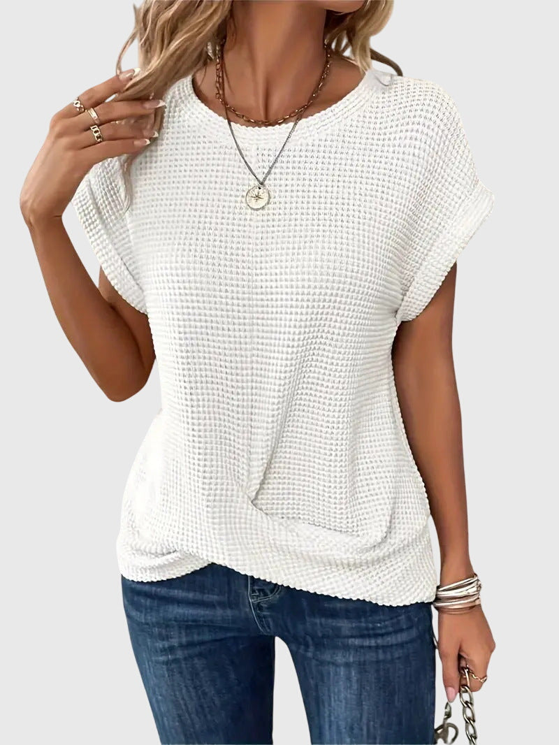 Crew Neck Blouse with Clean Everyday Cut