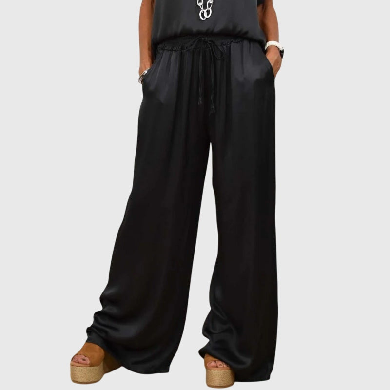 Conjunto de dos piezas refinado con pantalones de pierna ancha