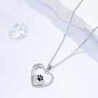 Dog Paw Print Pendant Necklace with Zirconia Sparkle