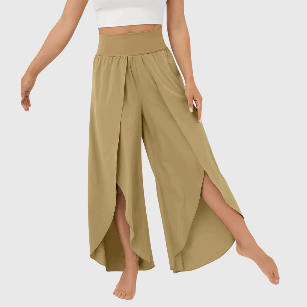 Lightweight Flared Trousers with Built-In Shorts