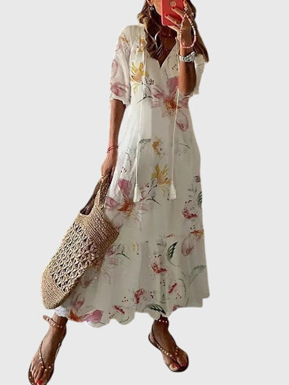 Boho V-Neck Summer Dress with Vintage Character