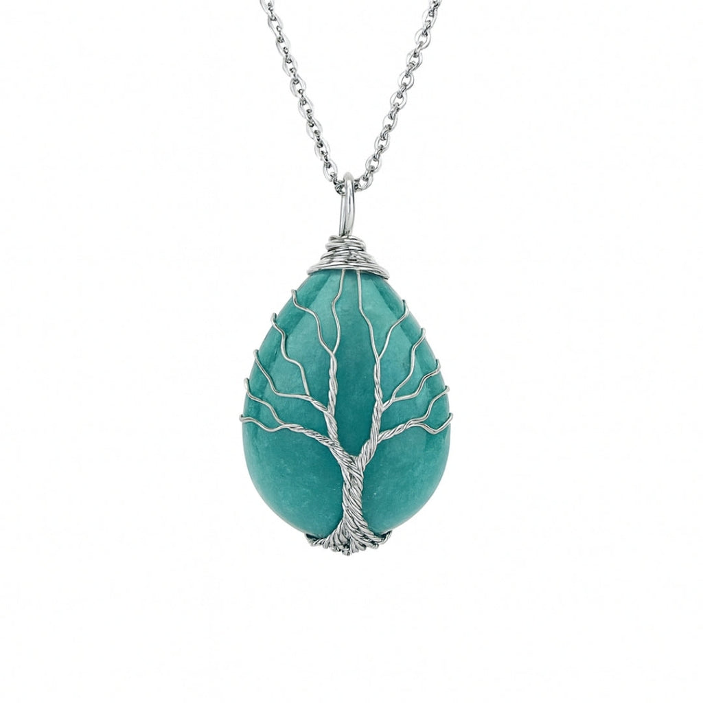 Tree of Life Pendant Necklace with Natural-Look Stones