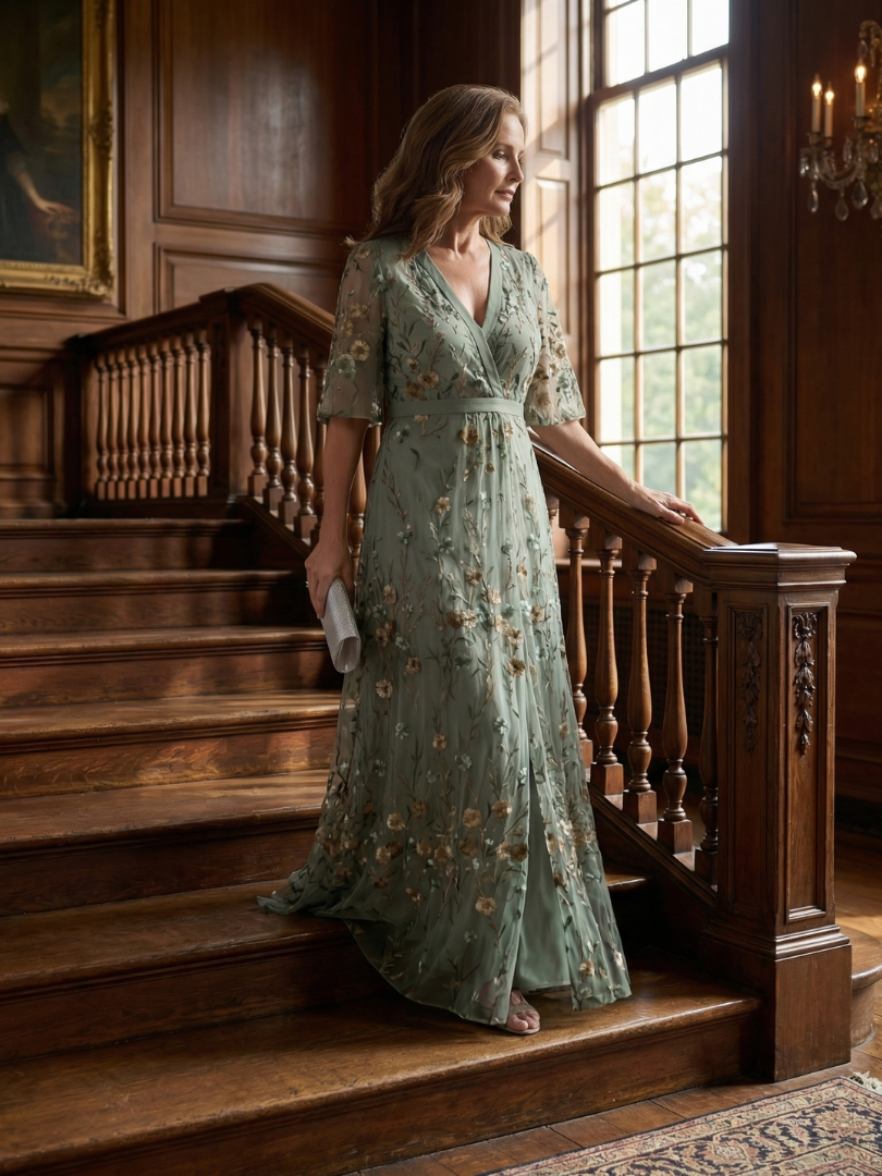 Vestido largo floral con cuello halter y silueta fluida