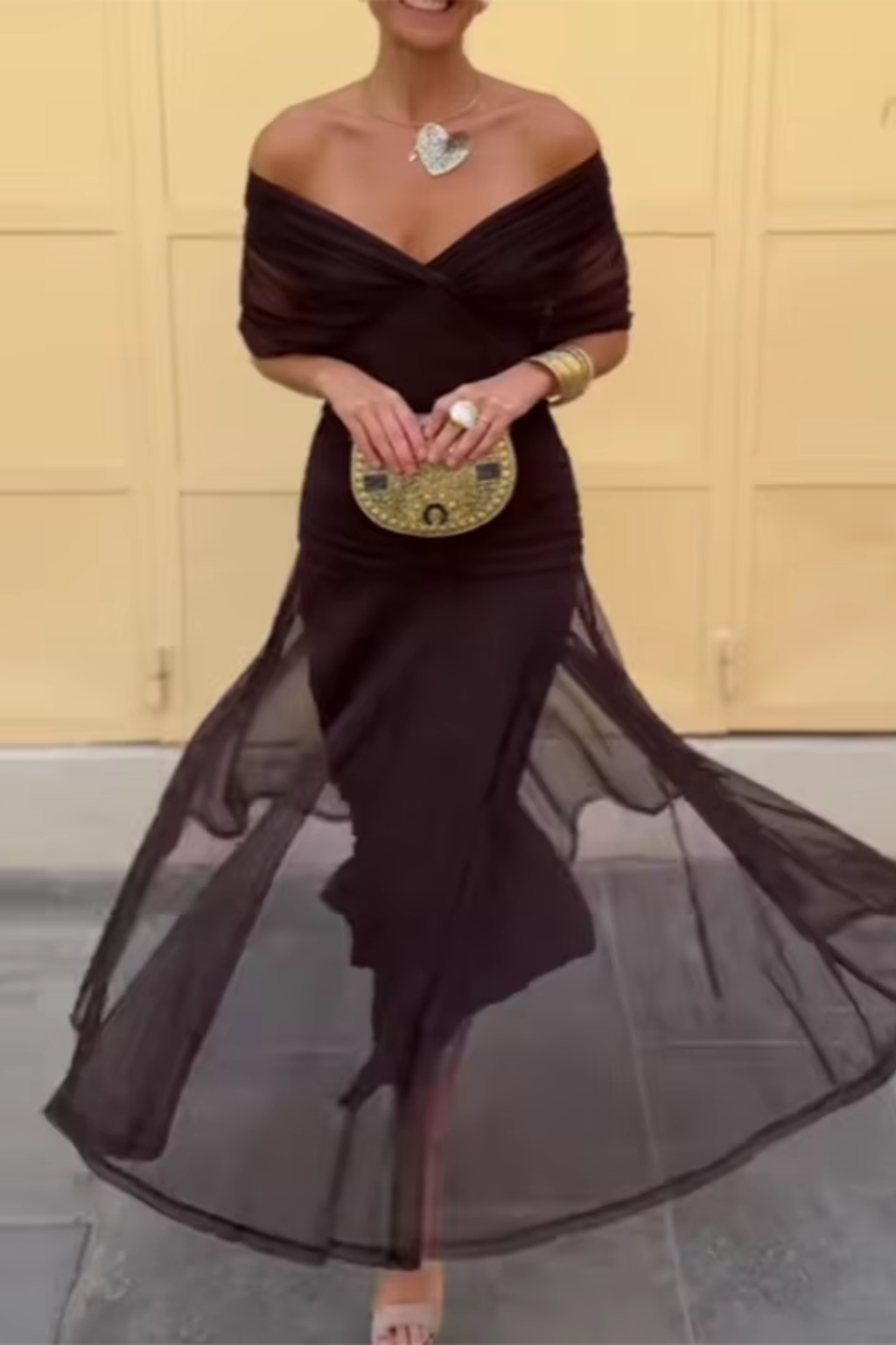 Floor Length Maxi Dress with Graceful Drape