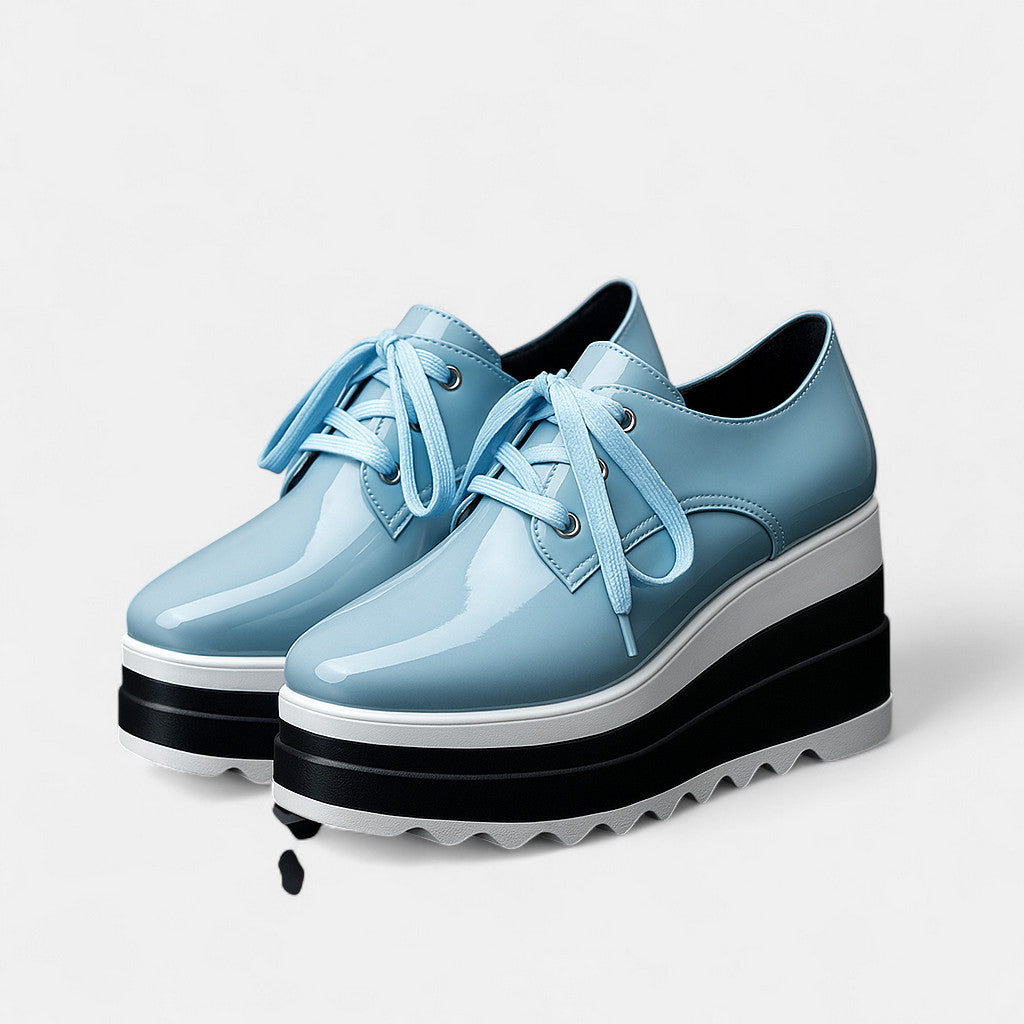 Lace Up Platform Derby Shoes with Square Toe