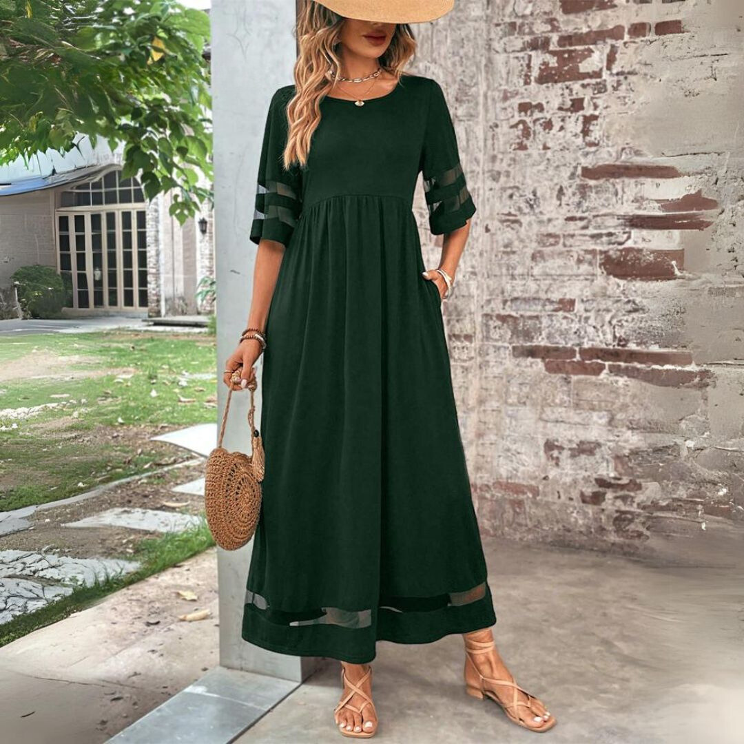 Midi Dress in Breathable Knit with Flowing Silhouette