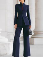 Tailored Blazer Set with Wide Leg Trousers