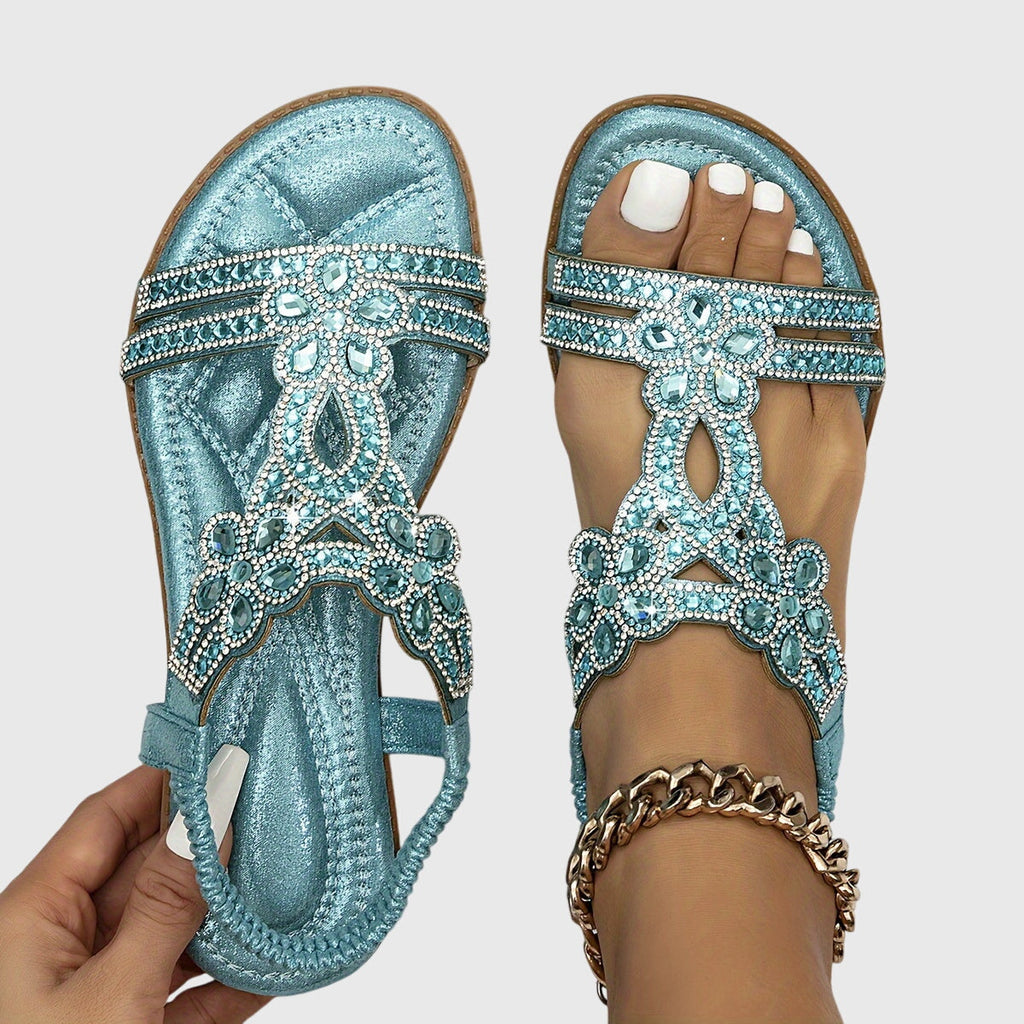 Sandaler med hälrem och dekorativa stendetaljer