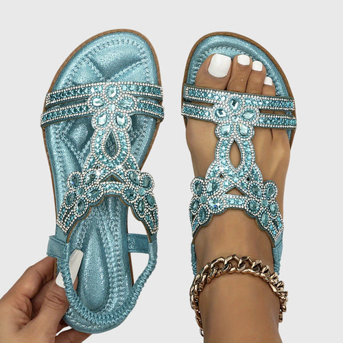 Back Strap Sandals with Decorative Stone Detail