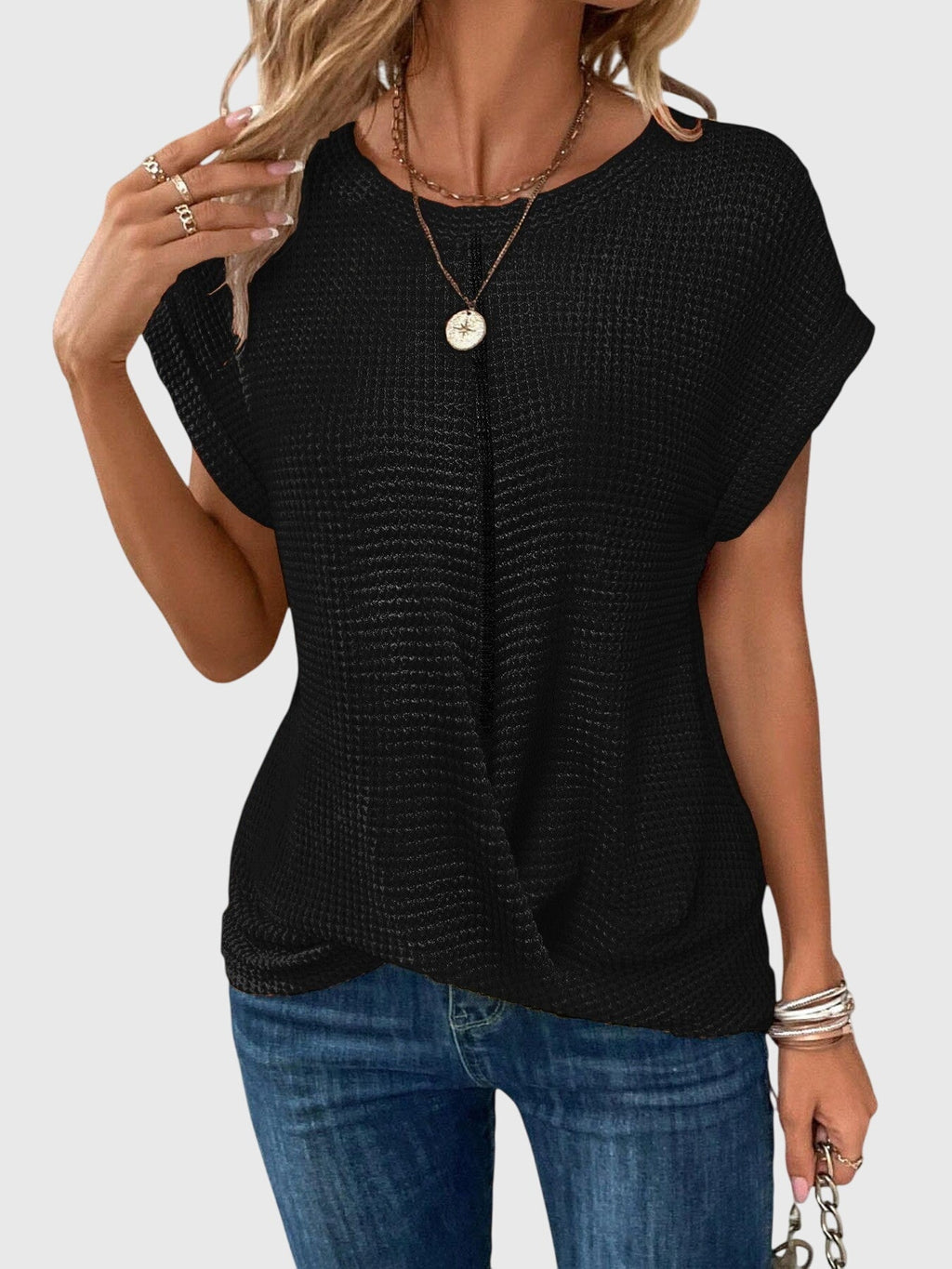 Crew Neck Blouse with Clean Everyday Cut