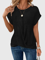 Crew Neck Blouse with Clean Everyday Cut