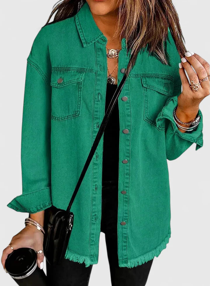 Classic Denim Jacket with Pockets and Relaxed Fit