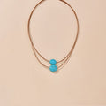 Vintage Double-Layer Blue-Green Beaded Necklace with Boho Charm
