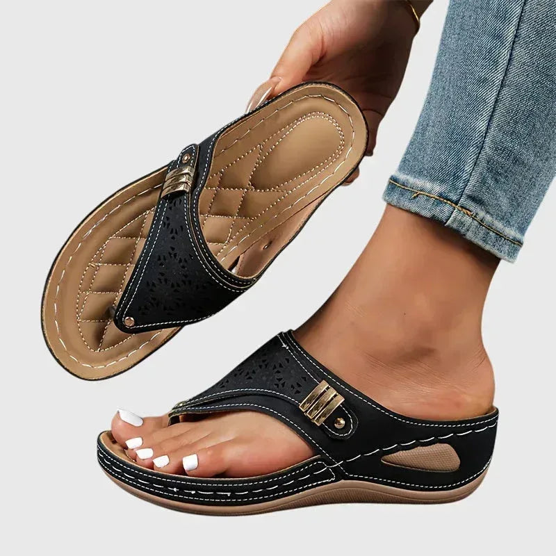 Slip-On Sandals with Striped Detail