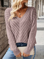 Jersey con cuello de pico y mangas de hombro caído