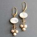 White Stone and Faux Pearl Cluster Leverback Earrings