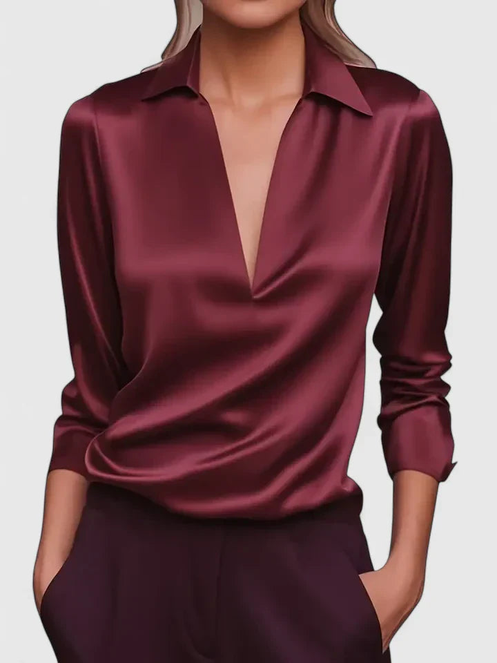 V-Neck Blouse with Elongating Neckline