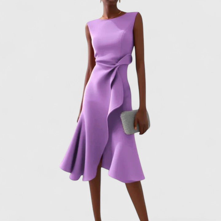 Asymmetric Dress with Modern Draped Cut