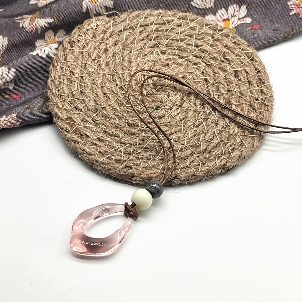 Vintage Irregular Teardrop Resin Pendant Necklace with Colour Choice