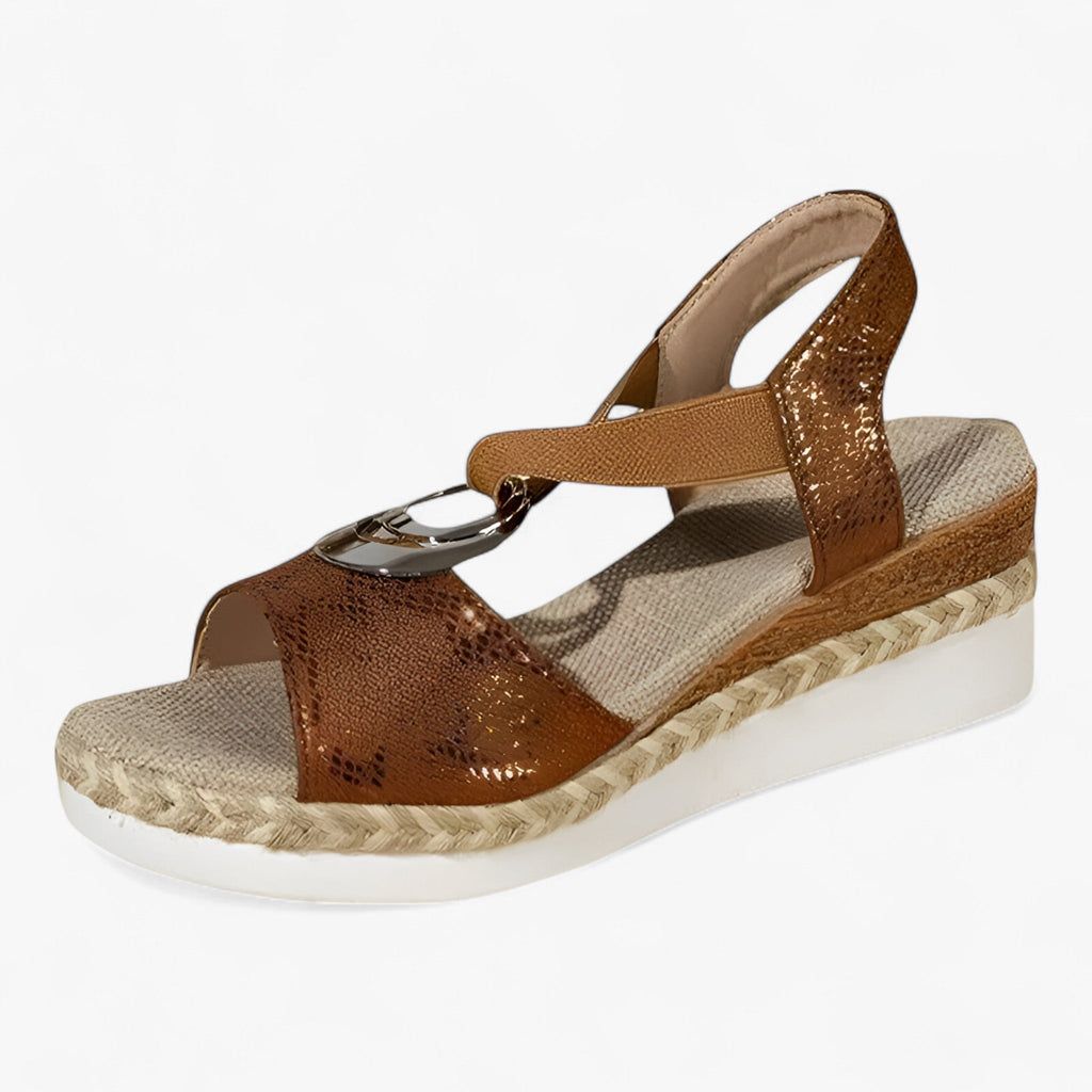 Vintage-Style Espadrille Wedge Sandals with Ankle Strap