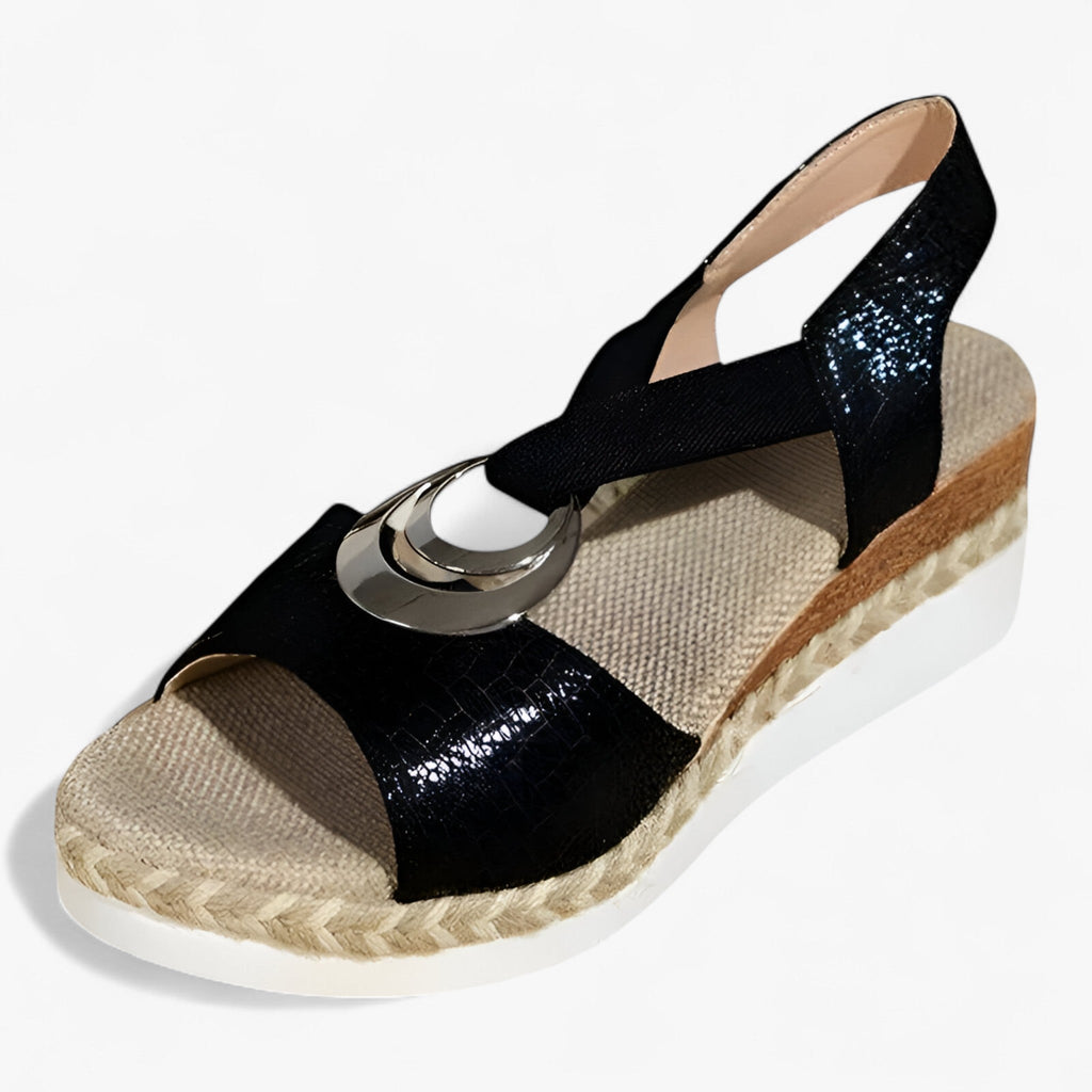 Vintage-Style Espadrille Wedge Sandals with Ankle Strap