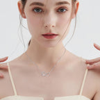 Paw Print Necklace with Crystal Heart Pendant in Silver Colour