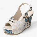 Floral Print Platform Sandals with Ankle Strap