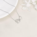 Paw Print Necklace with Crystal Heart Pendant in Silver Colour