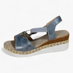 Vintage-Style Espadrille Wedge Sandals with Ankle Strap