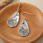 Vintage Spiral Teardrop Sun Earrings in Silver Colour